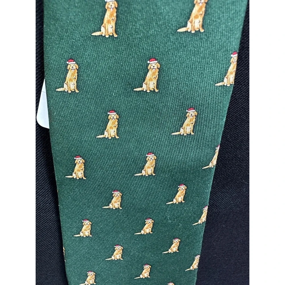 Vineyard vines necktie Boys Santa Paws dog Tie color‎ Charleston Green sz 49